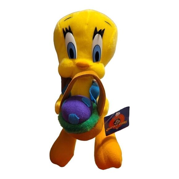 Vintage Looney Tunes Tweety Bird Easter Eggs & Basket Plush NOS NWT Retro 1998 - Picture 1 of 4